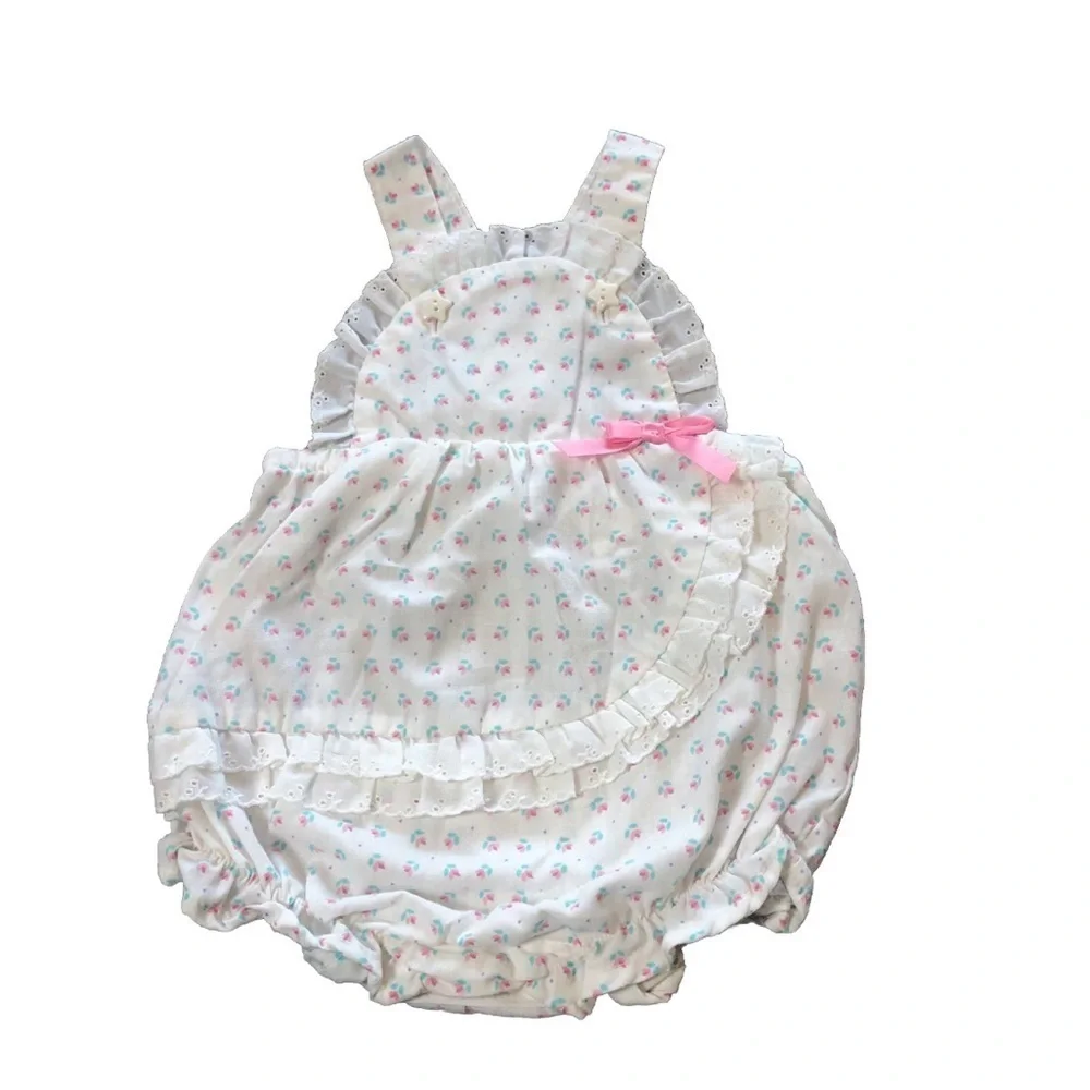 Healthtex Vintage Kids Clothing Baby Girls Floral Ruffle Outfit Size 9 Months